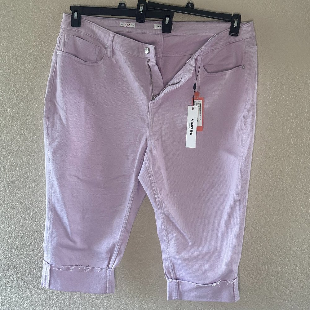 Vigoss Marley Distressed Cuffed Capri in Lavender 24W NWT